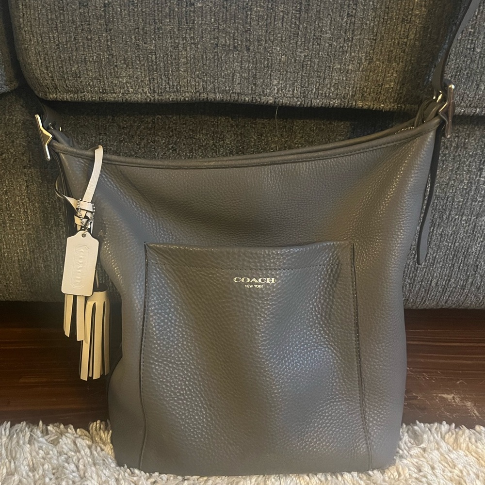Coach Legacy Duffle Gray Leather Tassel Bag Crossbody Large